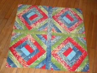 VINTAGE SMALL WAVES OF BRIGHT COLOR HAWAIIAN QUILT TEXTILE HIBISCUS 