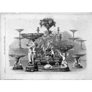  1860 Silver Plate Dessert Peto Service Print Antique