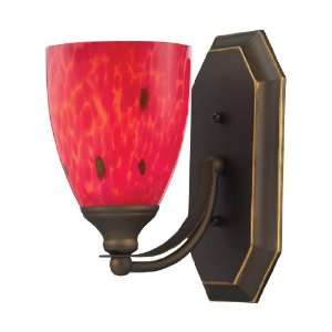  1 Light Vanity In Aged Bronze And Fire Red Glass