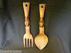 VINTAGE wood fork and spoon 13 inch TIKI