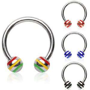  Horse Shoes With Two Fun Detachable Red Three Striped Colored Balls 