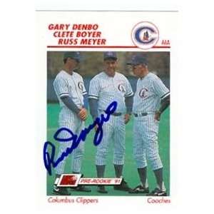  Russ Meyer autographed (Columbus Clippers) Line Drive AAA card 