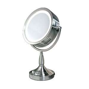   Zadro RDV68 Double Sided Round Lighted Make Up Mirror, Satin Beauty