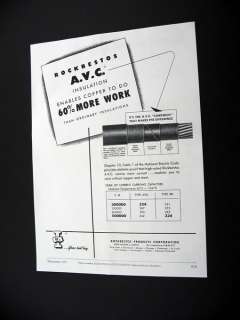 Rockbestos AVC Asbestos Cable Insulation 1952 print Ad  