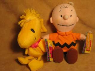 Peanuts Gang CHARLIE BROWN & WOODSTOCK 6.5 BeAN PLuSH DOLLS *NwTs 