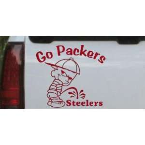 Red 14in X 15.4in    Go Packers Pee On Steelers Car Window Wall Laptop 