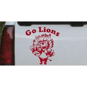 Red 10in X 9.0in    Go Lions Team Sports Car Window Wall Laptop Decal 