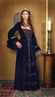 THE TUDORS  Queen Katherine Blue VELVET Gown S to XL  