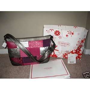  COACH Holiday Patchwork Pink Duffle Lg E/W #12865 Toys 