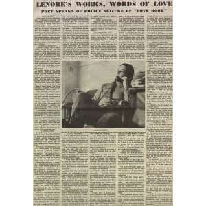 Lenore Kandel Original Newspaper Interview Article 1967  