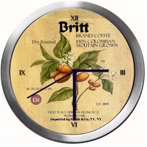 BRITT 14 Inch Coffee Metal Clock Quartz Movement  Kitchen 