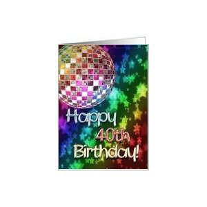   40th Birthday card with a rainbow of disco lights Card Toys & Games