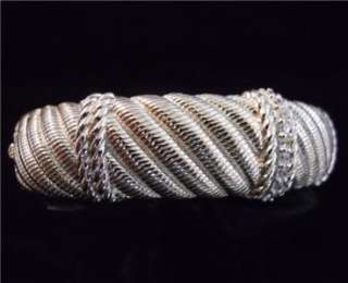   Silver and Diamonique (CZ) Hinged Cuff Bracelet  Thailand  