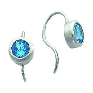  Sterling Silver Blue Topaz Shepherd Hook Earrings Jewelry