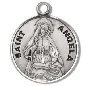 St. Angela   Sterling Silver Medal (18 Chain)