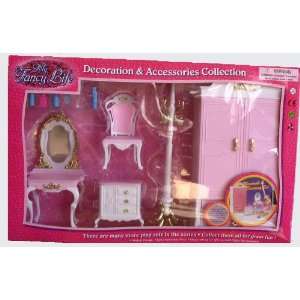  Barbie Size Dollhouse Furniture  Wardrobe Dressing Set 