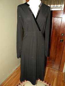   Bauer Black XL 16 18 Wrap Bodice Velour Trimmed Knit Dress  