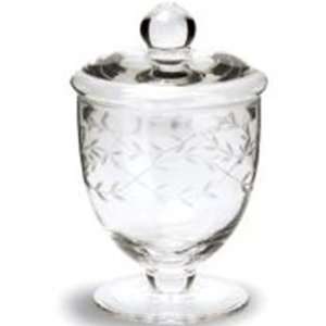 Etched Glass Urn with Lid 