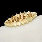 Vintage Brooch Pin Carved Mother of Pearl MOP Oval Meta