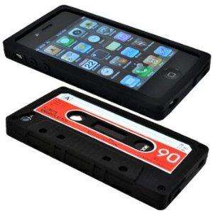 Retro Silicone Cassette Tape Case Black / Red Cover for Apple iPhone 4 