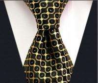 Brand New Black&Gold Classic Jacquard Woven Silk Tie 07  