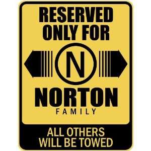   RESERVED ONLY FOR NORTON FAMILY  PARKING SIGN