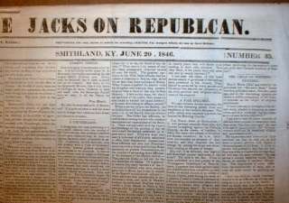   Newspaper THE JACKSON REPUBLICAN Smithland KENTUCKY Buchanan  