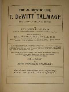 Rusk AUTHENTIC LIFE of T. DeWITT TALMAGE 1902 Illustd  