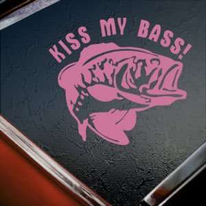  Kiss My Bass Fishing Pink Decal Car Truck Window Pink 
