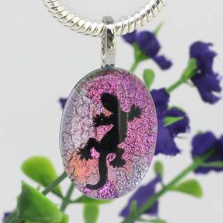 Popular Purple Purple Dichroic Glass Carve Wall Gecko Pendant  