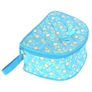  Large Cotton Cosmetic Case, Aqua With Cream/Yellow Colored 
