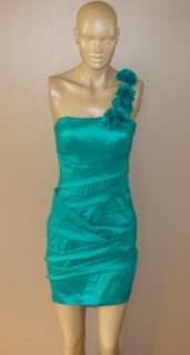 ADRIANNA PAPELL GREEN ONE SHOULDER MINI CLUB PROM COCKTAIL EVENING 