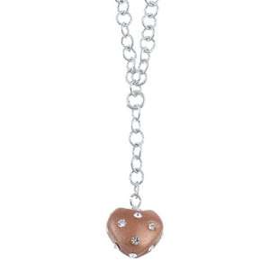 La Preciosa Sterling Silver and Bronze Enamel Crystal Heart Necklace