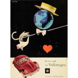  1955 Ad Volkswagen Wolfsburg Germany Earth Globe Cane 