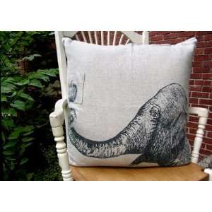  Apple and Elephant Linen Pillow