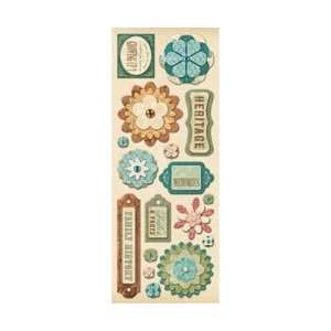  K & Company Ancestry Adhesive Chipboard Flowers 