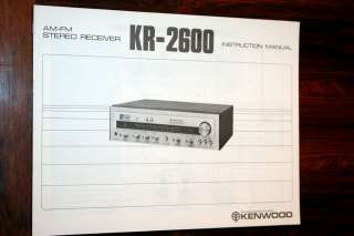 Kenwood KR 2600 Receiver Owners Manual *Original*  