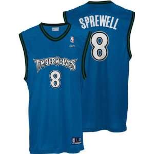 Latrell Sprewell Blue Reebok NBA Replica Minnesota 