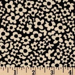  44 Wide Feelin Groovy Small Flowers Black Fabric By The 