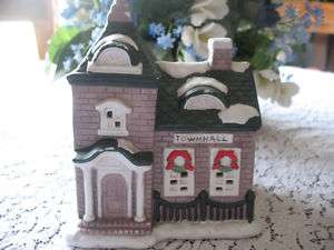 The TOWNHALL Lighted Christmas Village Building Holiday Ceramic House 