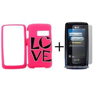  LG RUMOR TOUCH LN510 PINK LOVE AND HEART HARD COVER CASE 