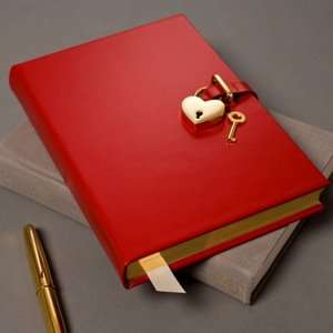   Goldtone Heart Red Locking Diary by Graphic Image