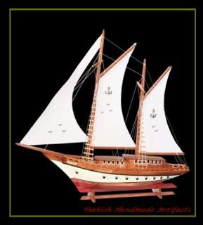 HANDMADE Wooden Sailing Yacht (Sais are opened) Model ( L22” x H19 