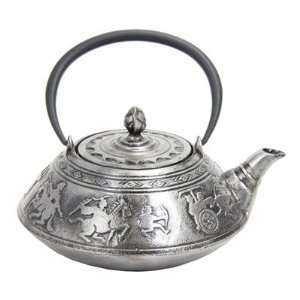  Large Silver Warriors Cast Iron Teapot