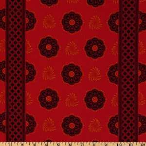   Grand Bazaar Sari Wrap Stripe Pomegranate Fabric By The Yard Arts