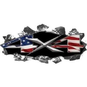  Torn Ripped Metal 4x4 Decals American Flag   6 h x 13 w 