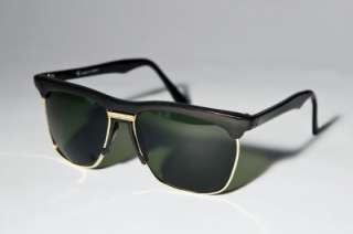 Vintage Black Gold Aviator Hip Wayfarer Sunglasses B14  