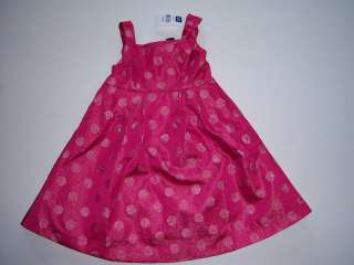NWT Baby Gap Pink Metallic Polka Dot Holiday Dress 2T  