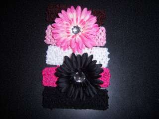 NEW l@@K baby OR girls WHOLESALE LOT 2 gerber DAISY FLOWER HAIR BOW 3 