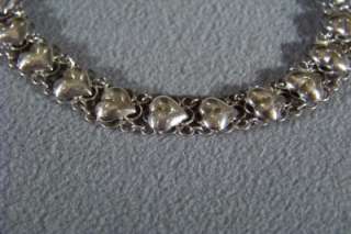 ANTIQUE STERLING SILVER BOLD MULTI PUFFED HEART WIDE LINK TENNIS BOLD 